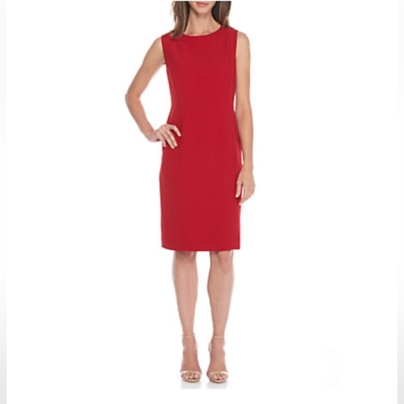 Talbots Womens Sleeveless Shift Dress Wool Blend Red Sz 10 Career Office Classic - Picture 1 of 9